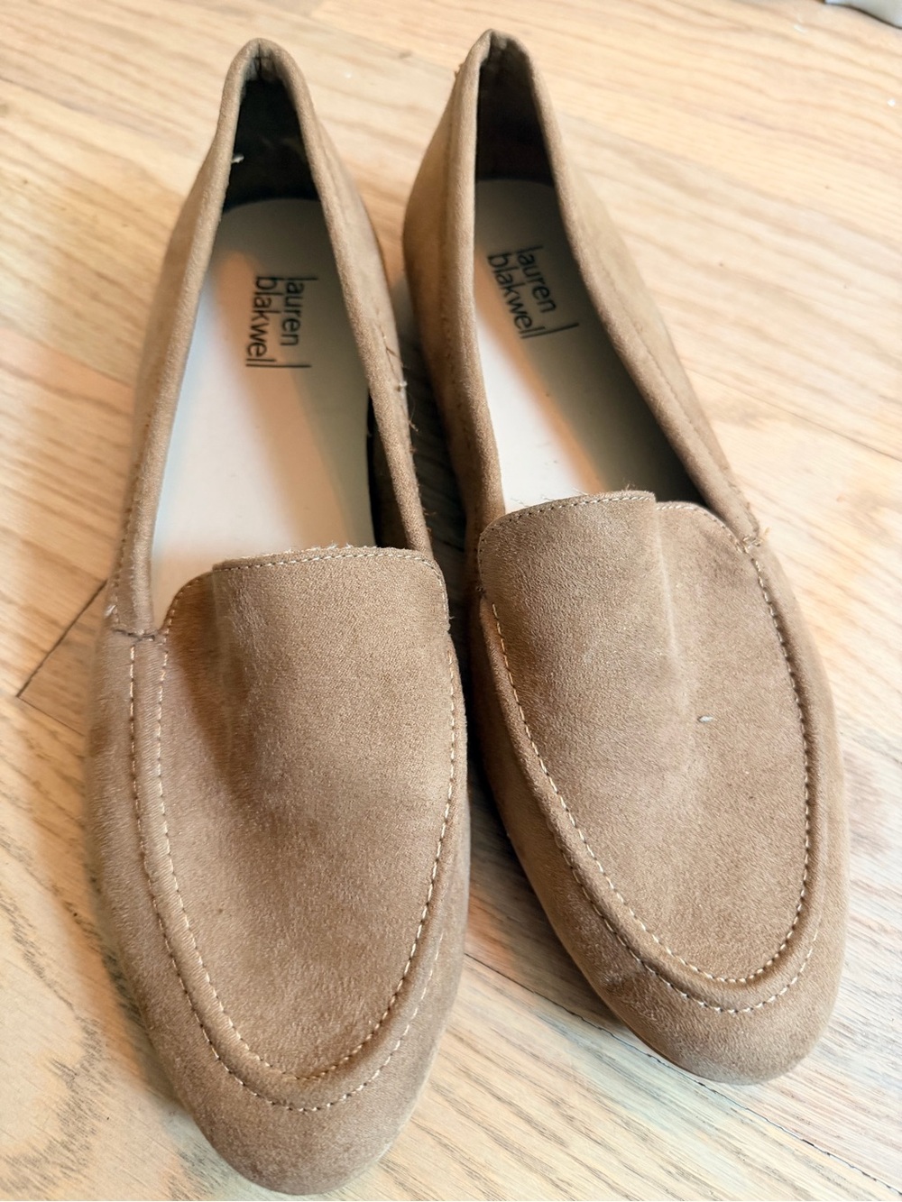 Lauren Blakwell faux Suede Loafers Size 11 Neutral Flats Comfortable Work Shoe
